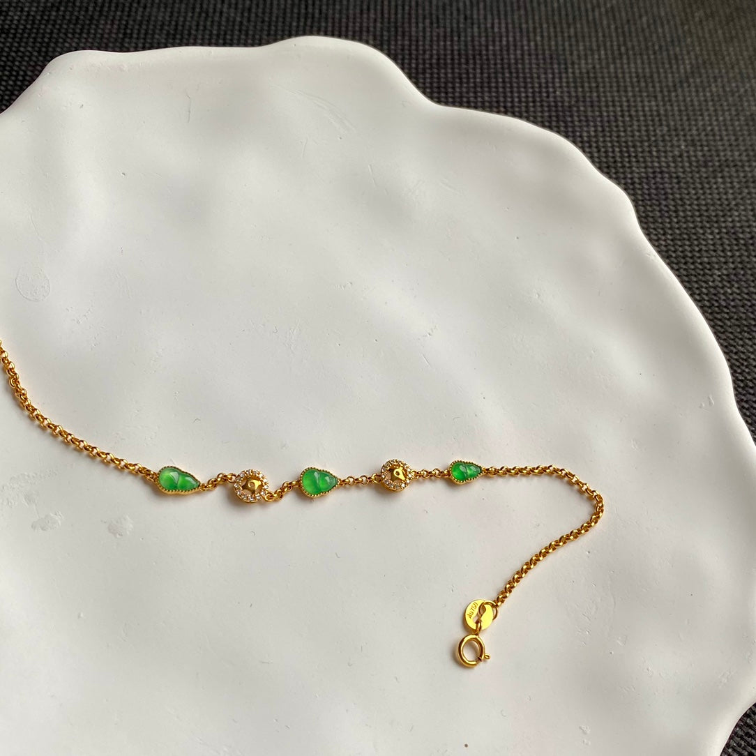 18K Gold Jadeite Gourd Bracelet