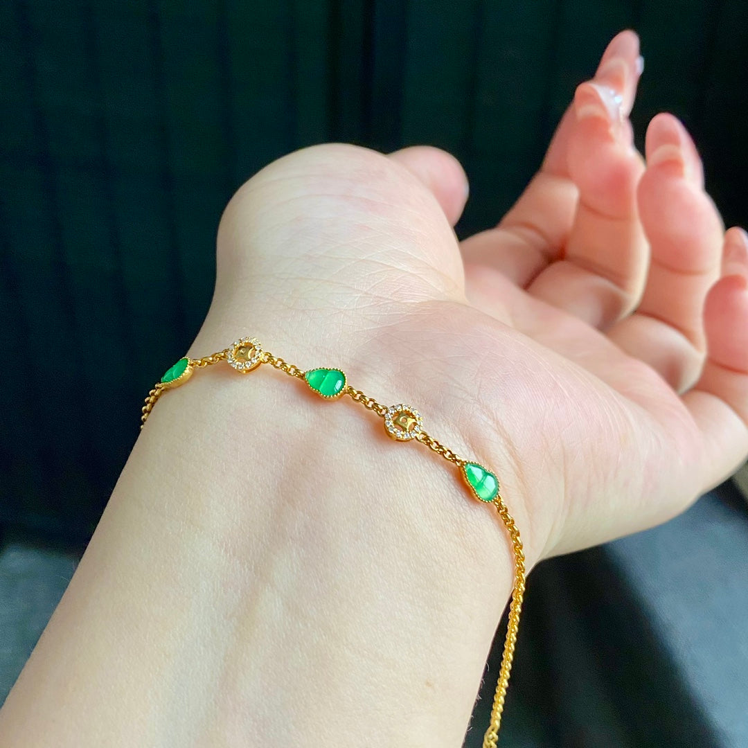 18K Gold Jadeite Gourd Bracelet