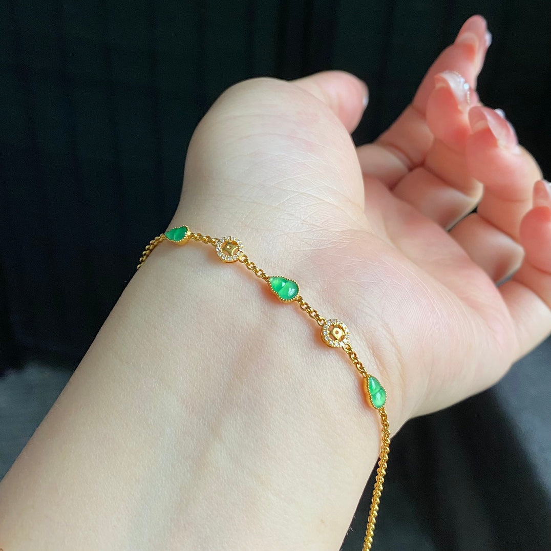 18K Gold Jadeite Gourd Bracelet