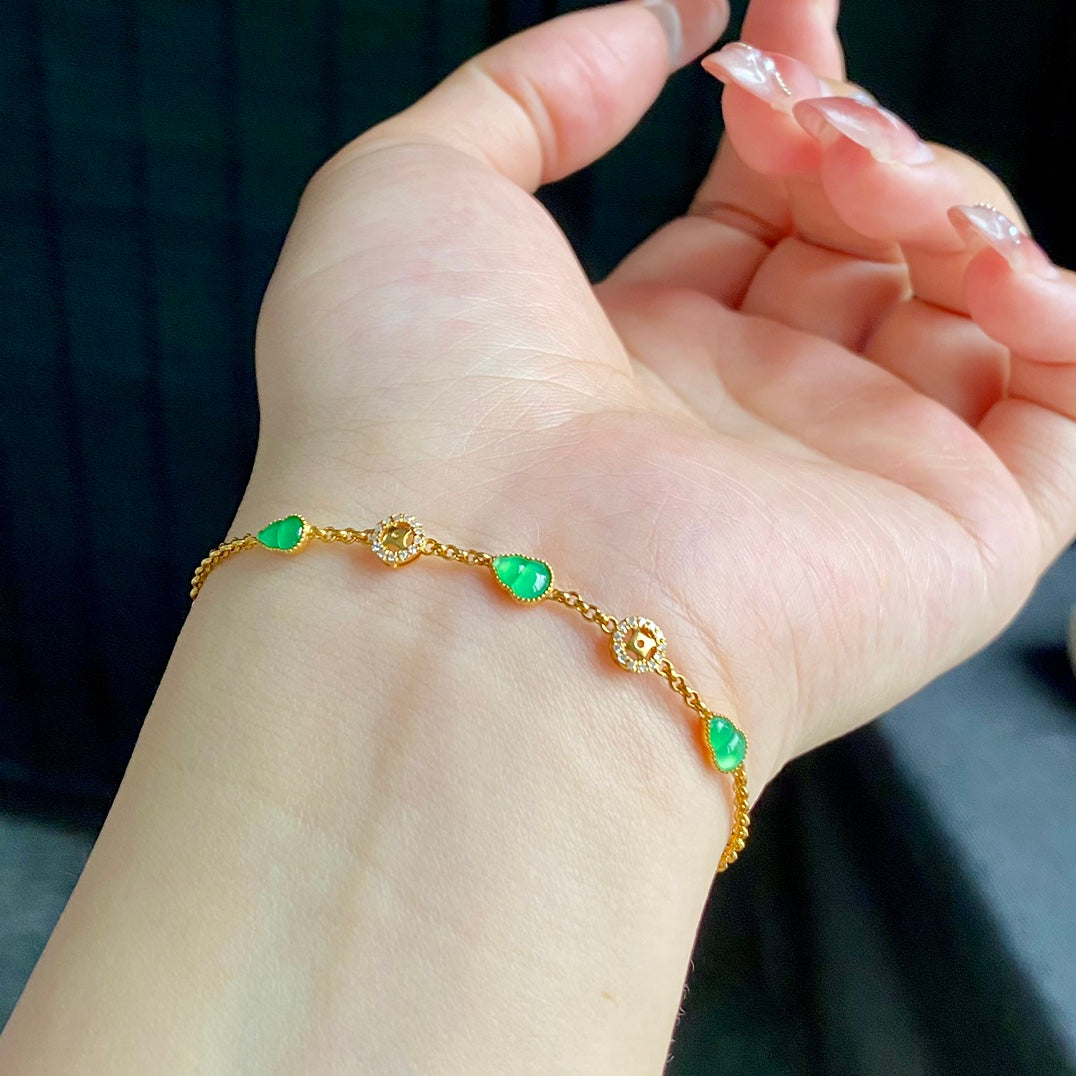18K Gold Jadeite Gourd Bracelet