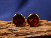 S925 Sterling Silver Blood Amber Earrin