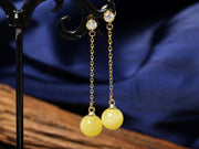 S925 Sterling Silver Beeswax Amber Earrings