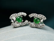 S925 Sterling Silver Jadeite Stud Earrings