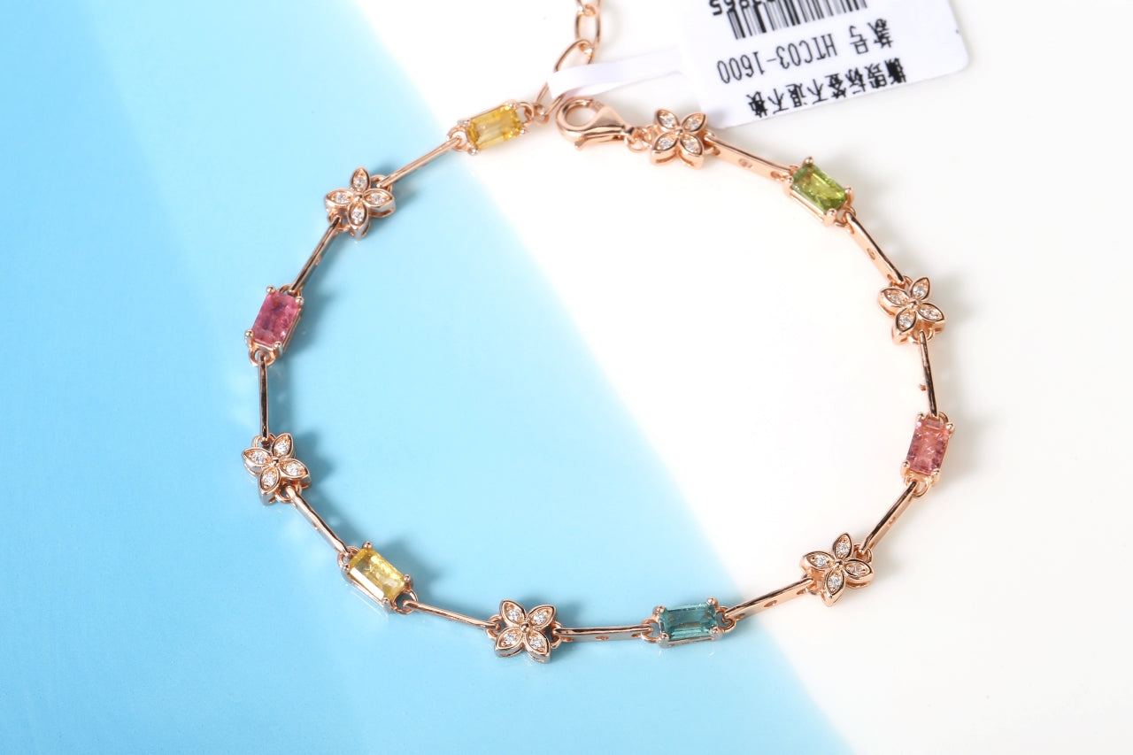 S925 Sterling Silver Tourmaline Bracelet