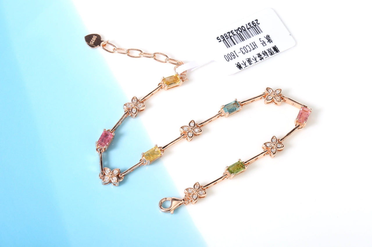 S925 Sterling Silver Tourmaline Bracelet