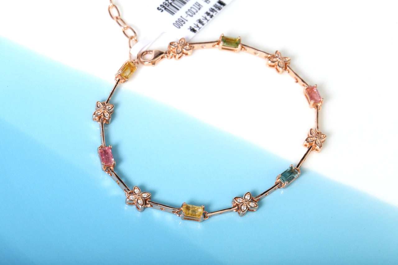 S925 Sterling Silver Tourmaline Bracelet