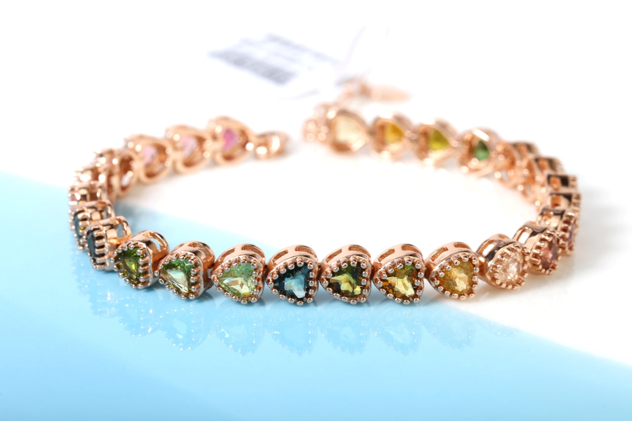 S925 Sterling Silver Tourmaline Bracelet