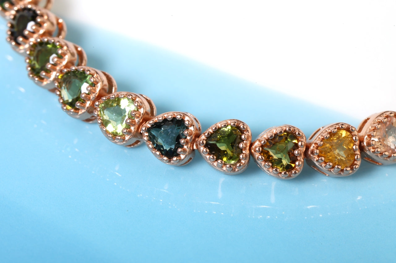 S925 Sterling Silver Tourmaline Bracelet