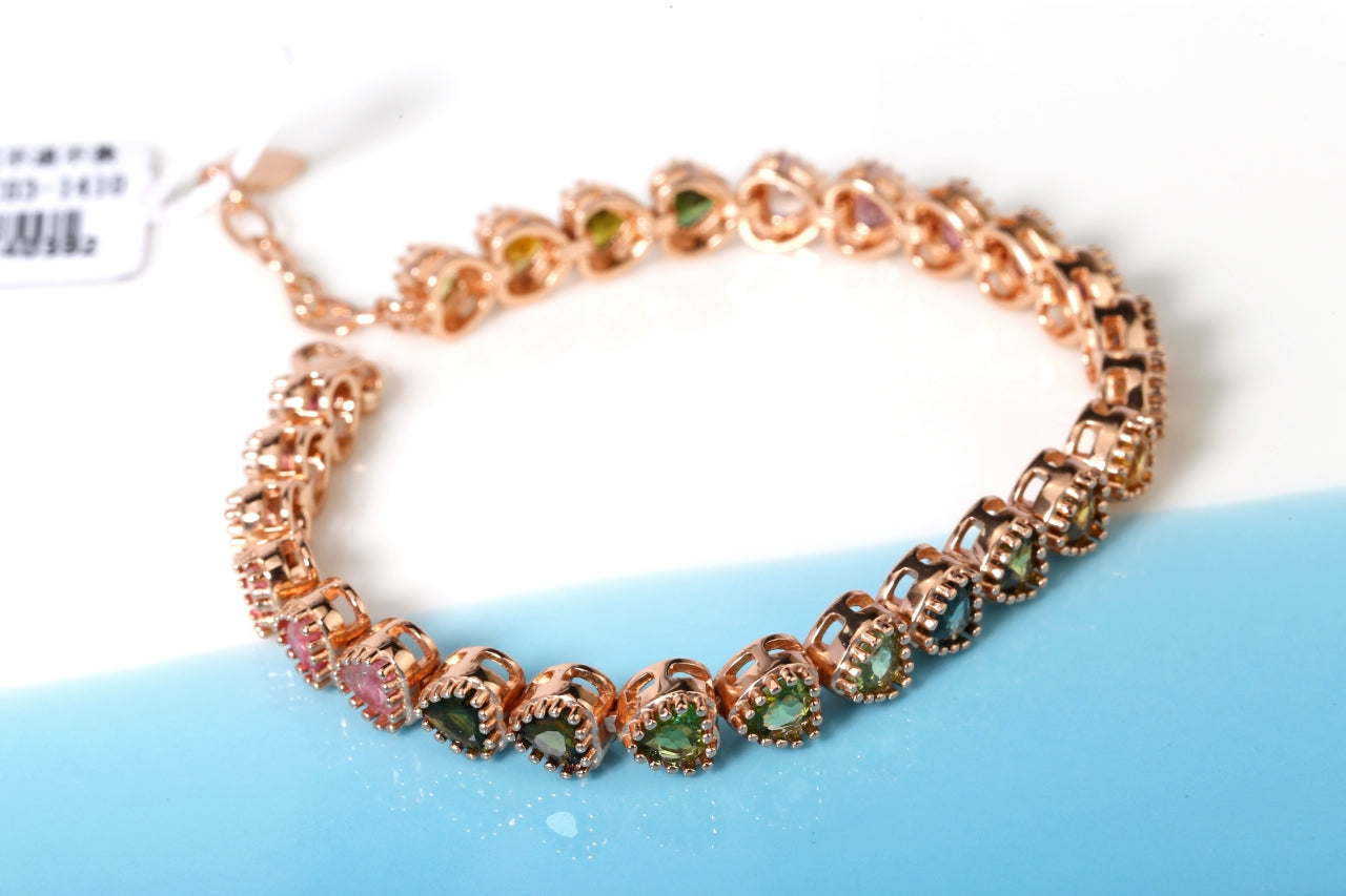 S925 Sterling Silver Tourmaline Bracelet