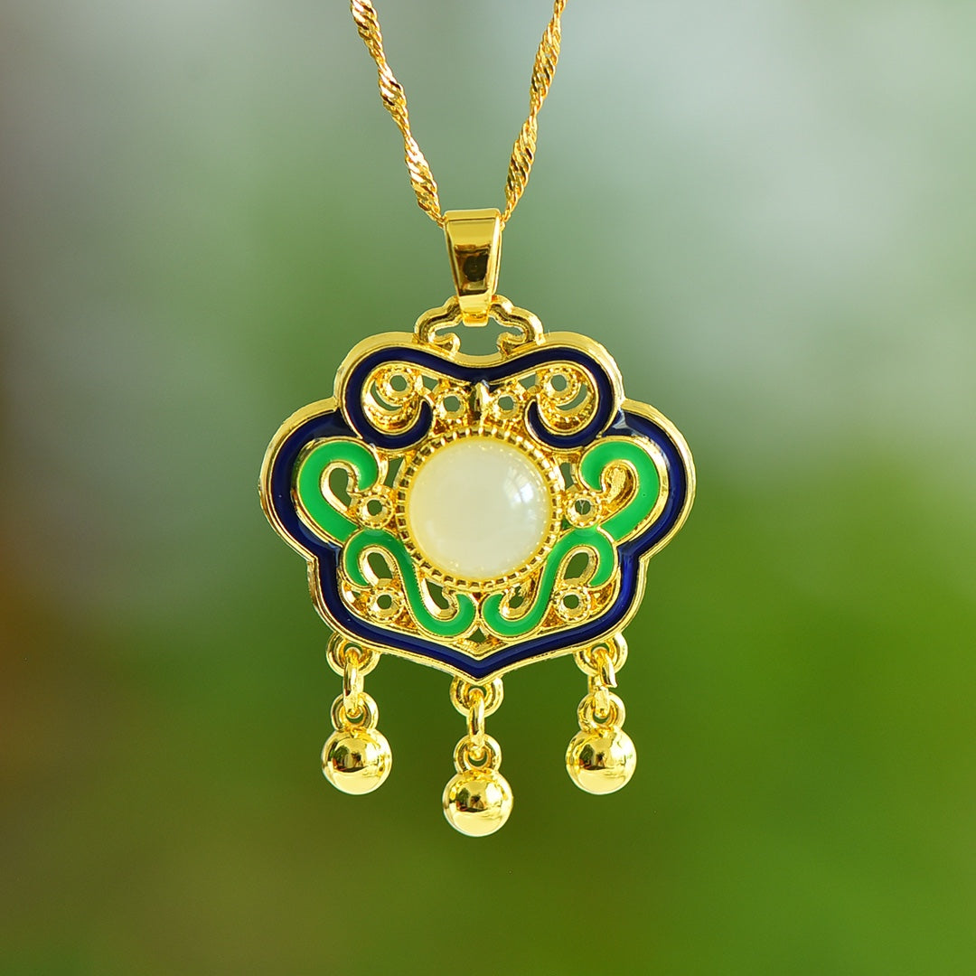Hetian Jade Inlaid White Jade Pendant