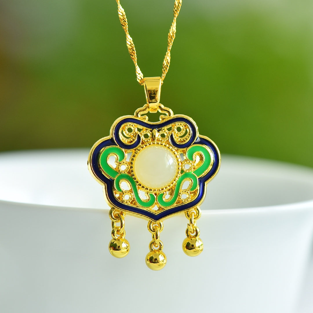Hetian Jade Inlaid White Jade Pendant