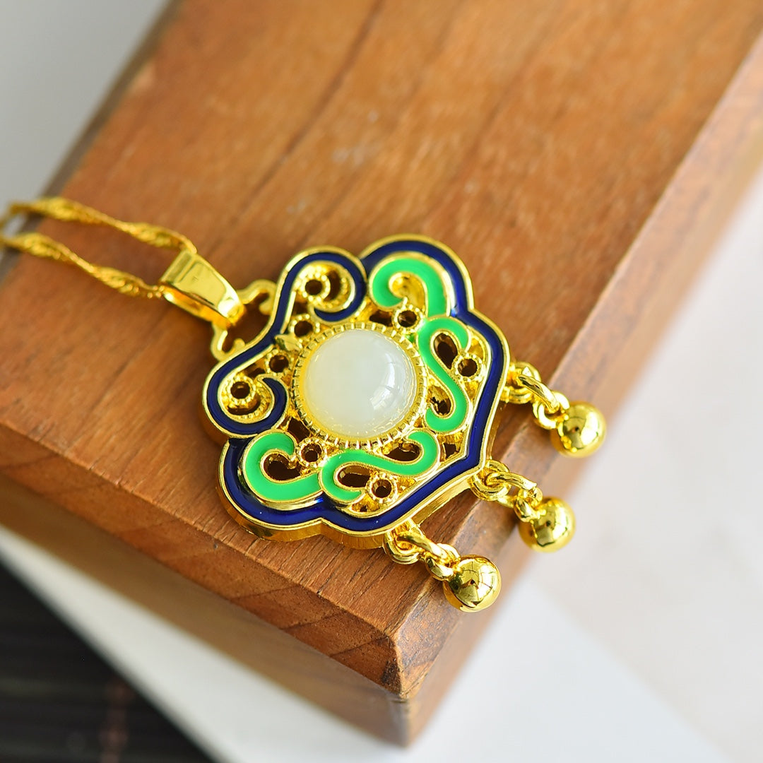 Hetian Jade Inlaid White Jade Pendant