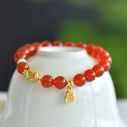 Natural Red Agate Multi-Gemstone Bracelet