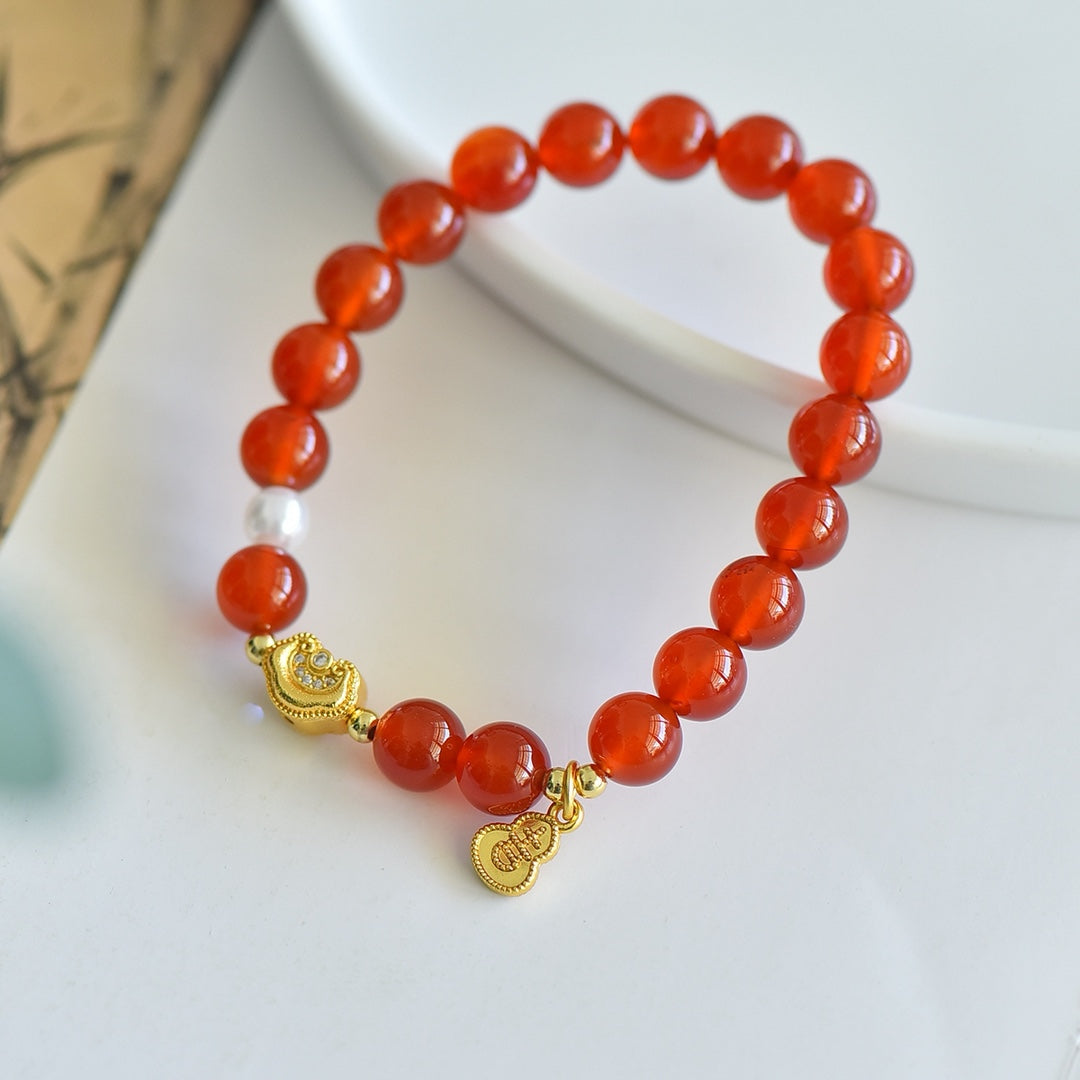Natural Red Agate Multi-Gemstone Bracelet
