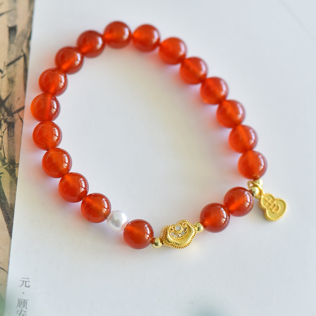 Natural Red Agate Multi-Gemstone Bracelet