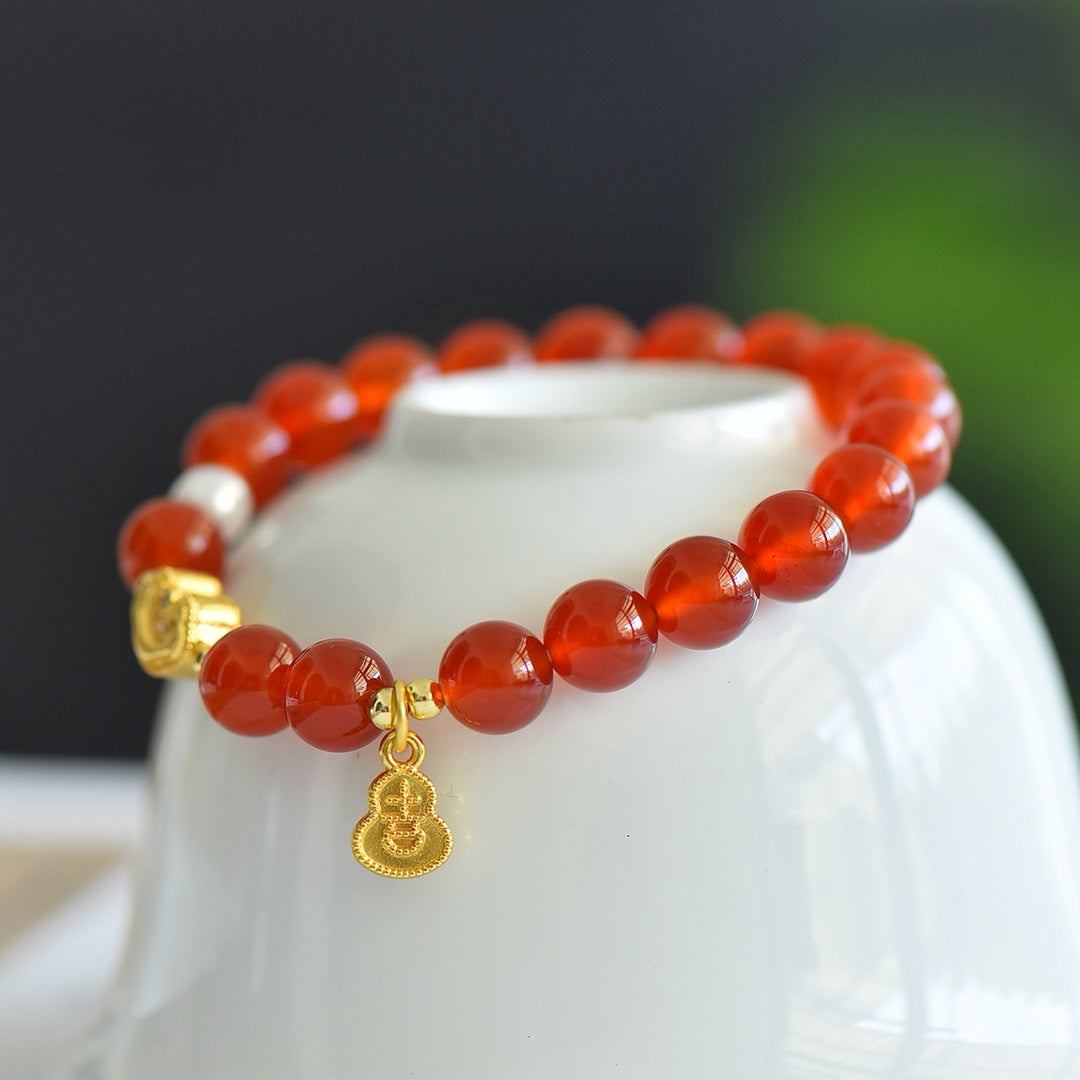 Natural Red Agate Multi-Gemstone Bracelet