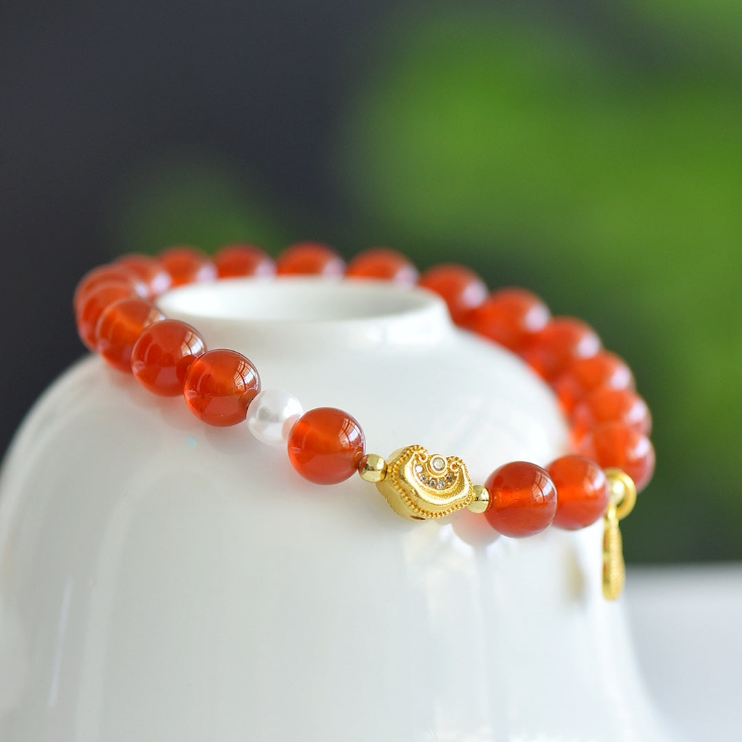 Natural Red Agate Multi-Gemstone Bracelet
