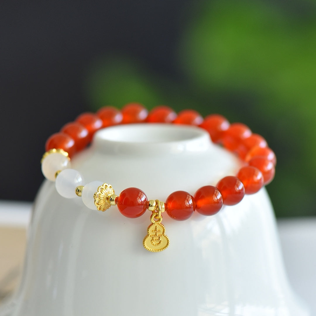 Natural Red Agate Multi-Gemstone Bracelet