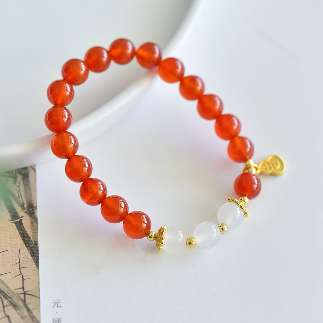 Natural Red Agate Multi-Gemstone Bracelet