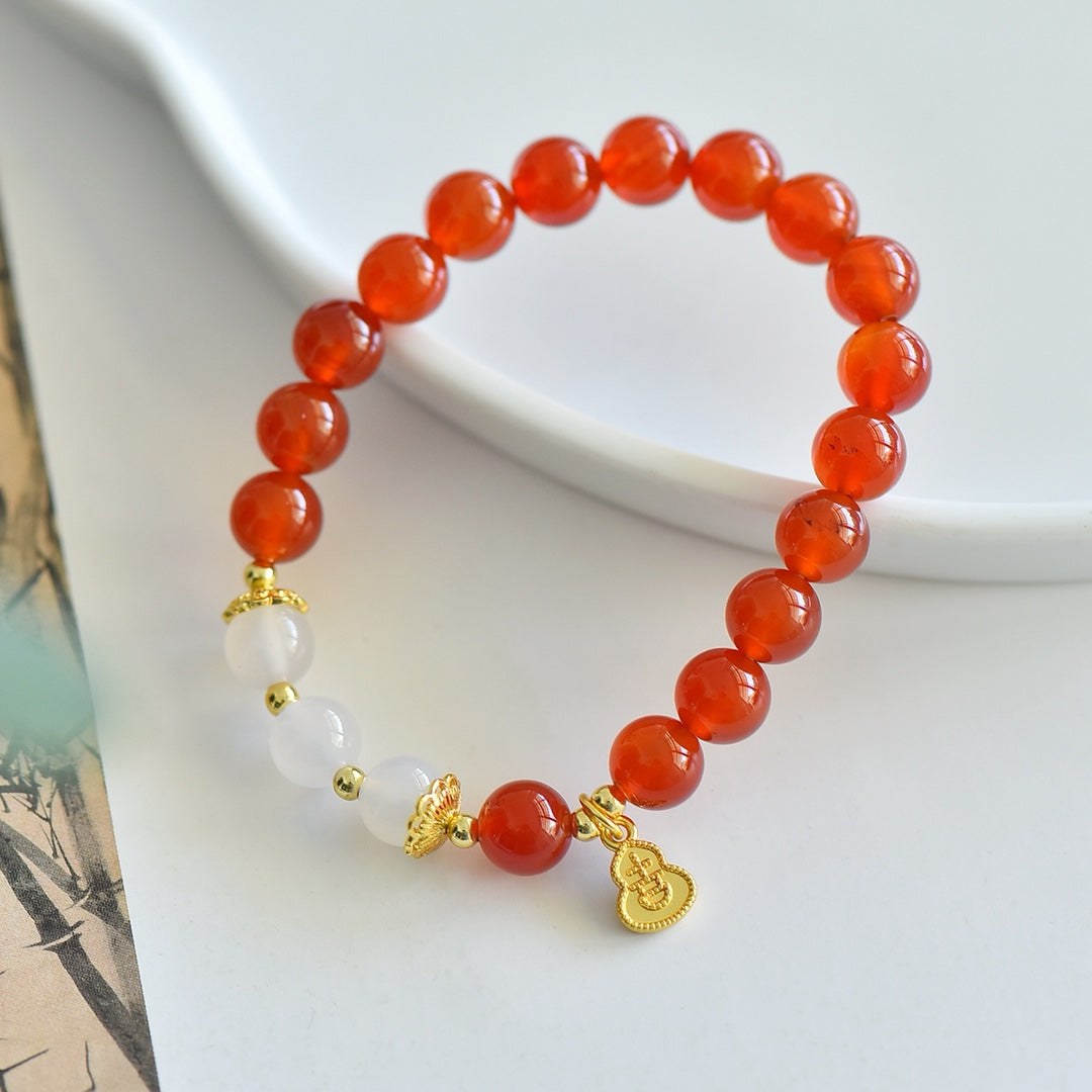 Natural Red Agate Multi-Gemstone Bracelet