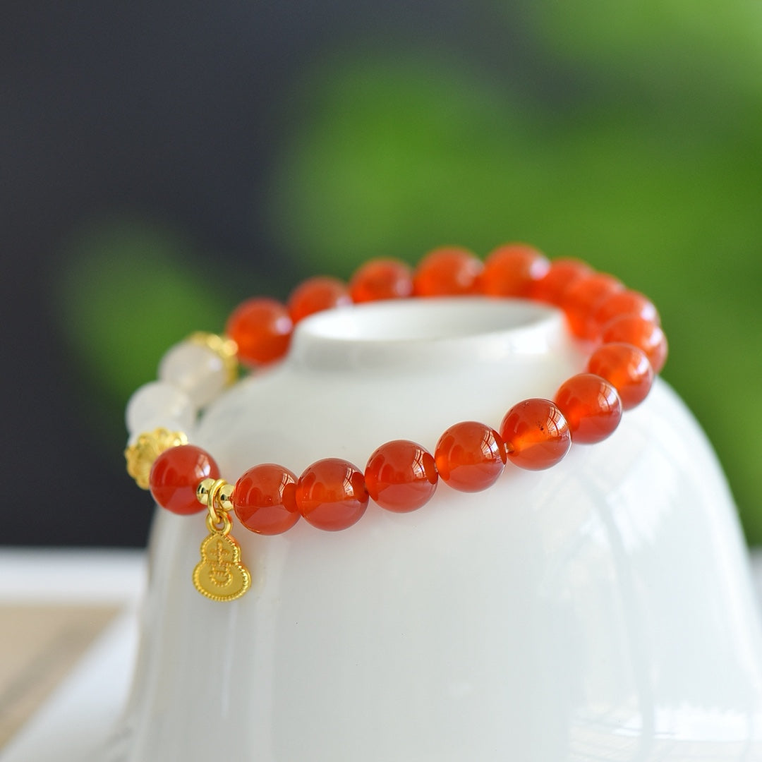 Natural Red Agate Multi-Gemstone Bracelet