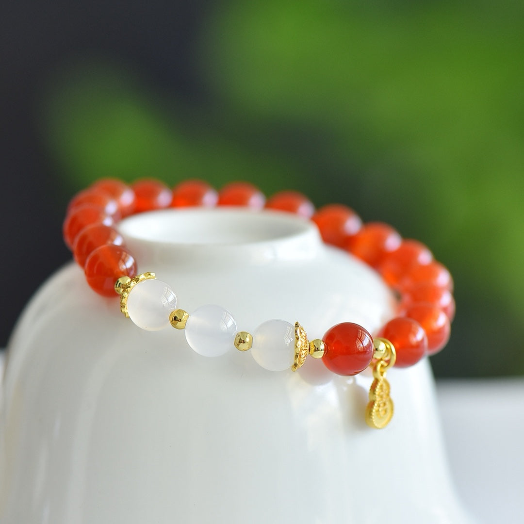 Natural Red Agate Multi-Gemstone Bracelet