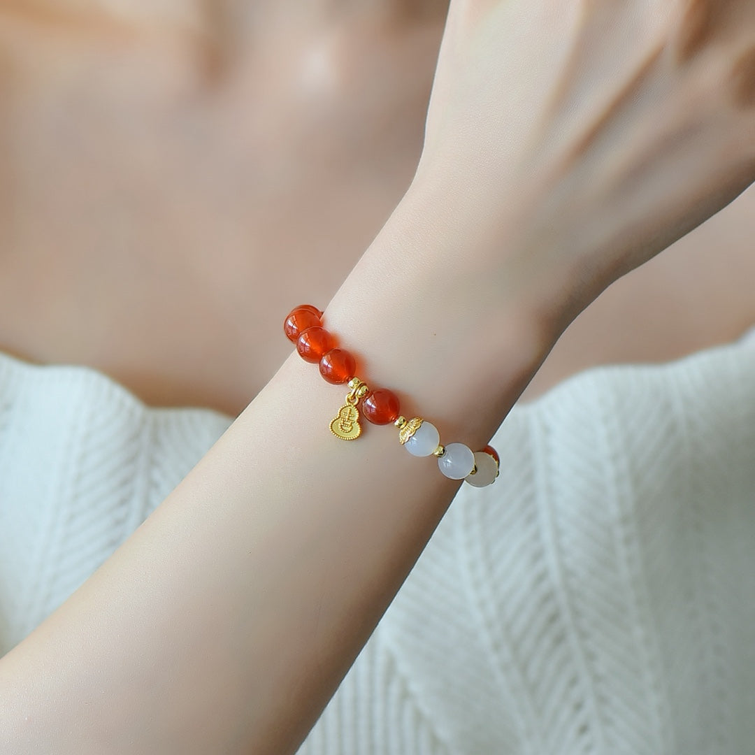 Natural Red Agate Multi-Gemstone Bracelet