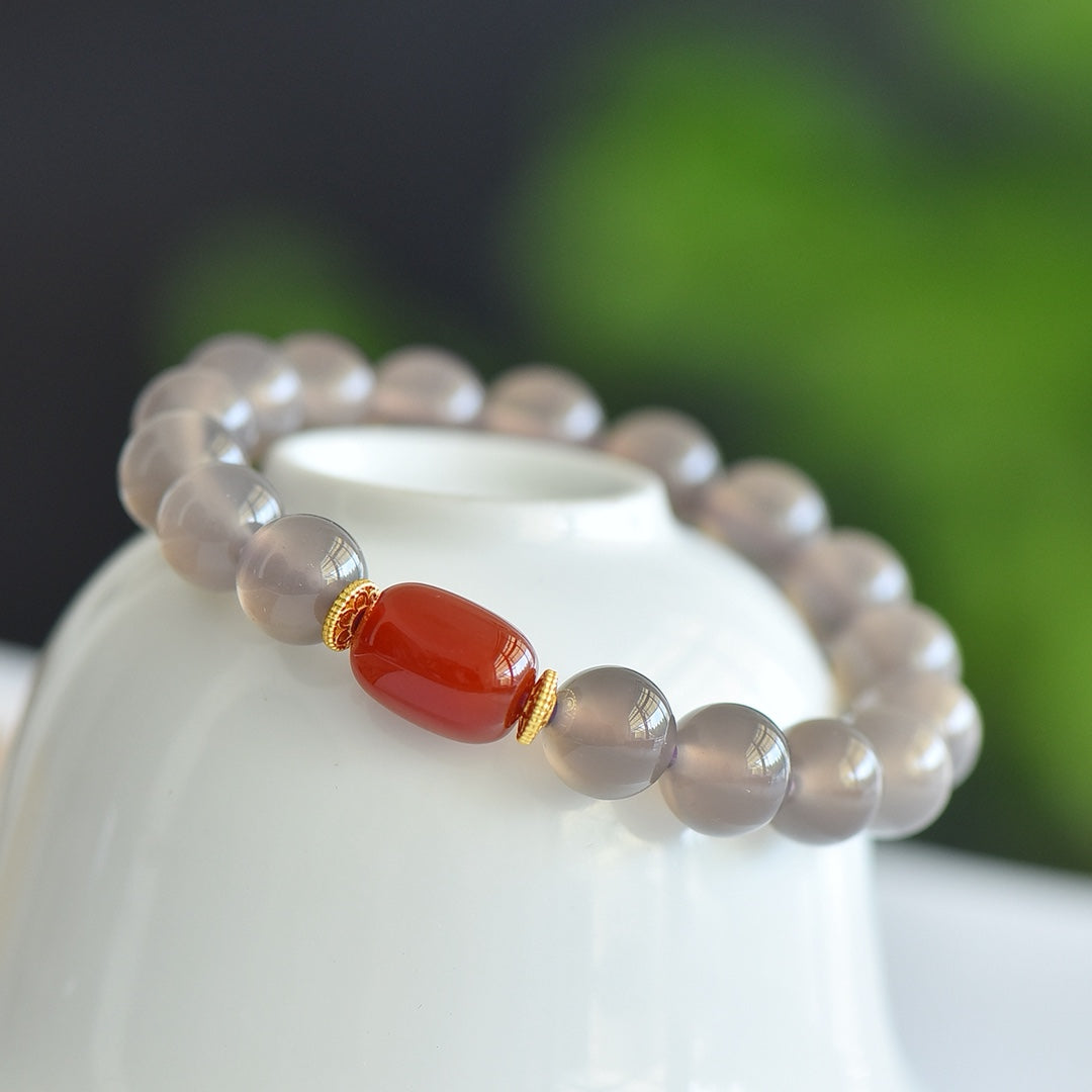 Natural Smoky Purple Agate Multi-Gemstone Bracelet