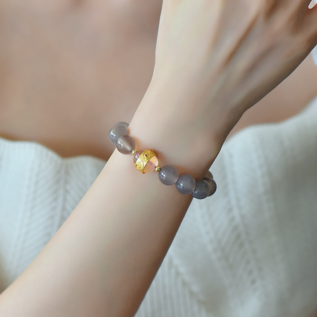 Natural Smoky Purple Agate Multi-Gemstone Bracelet