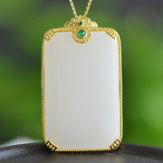 Golden Silk Jade Inlaid Plain Pendant