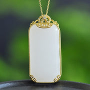 Golden Silk Jade (Quartzite) Inlaid Plain Pendant