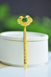 Nephrite Jade Inlaid Ruyi (Lucky Motif) Hair Pin