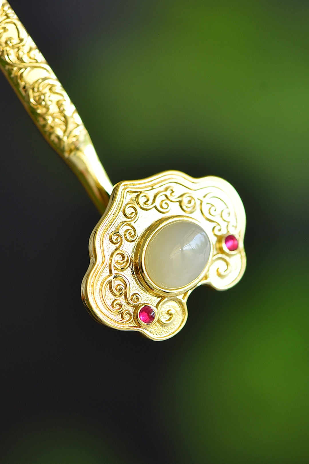 Nephrite Jade Inlaid Ruyi (Lucky Motif) Hair Pin