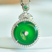 Green Chalcedony (Chalcedony) Inlaid Peace Circle Pendant