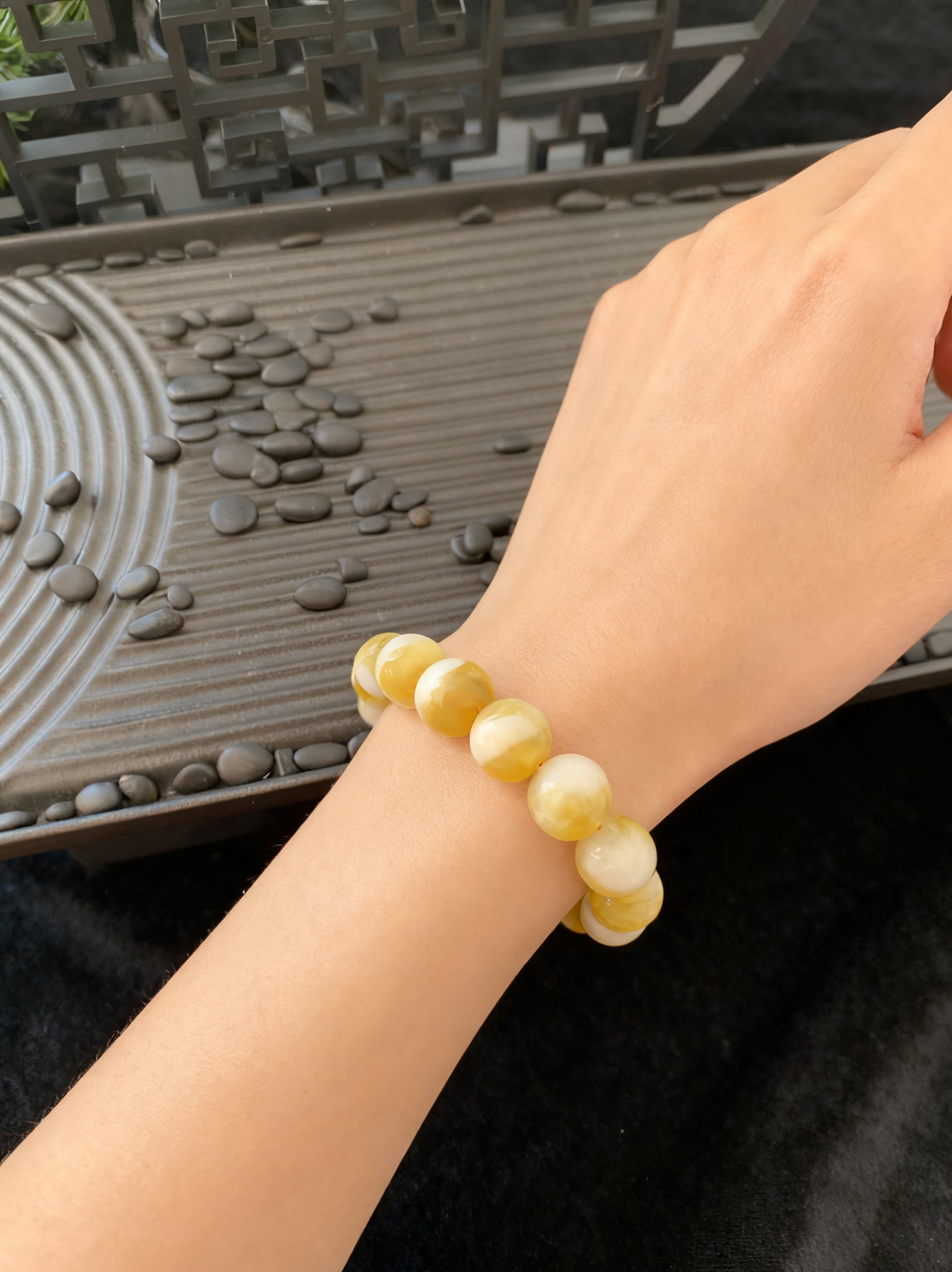 Gold Prehnite Cornucopia Bracelet (12mm+)