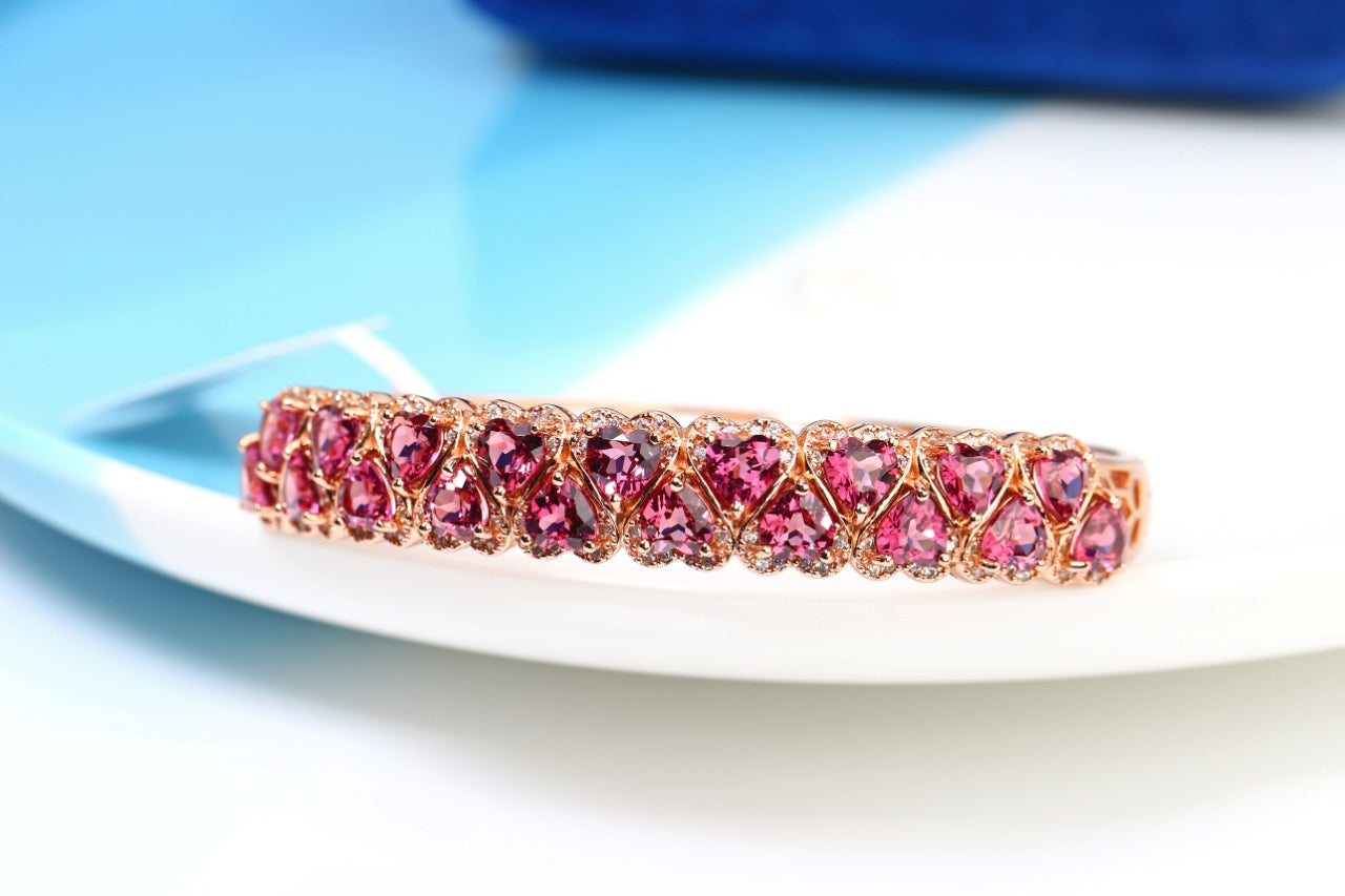 S925 Magnesium Aluminum Garnet Bracelet #HTC10-1196