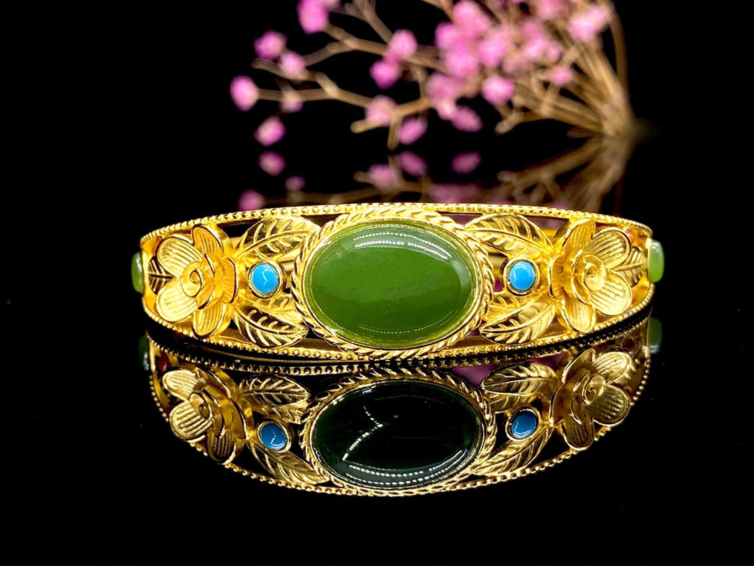 925 Hotan Jade Bracelet #HTCC56-402