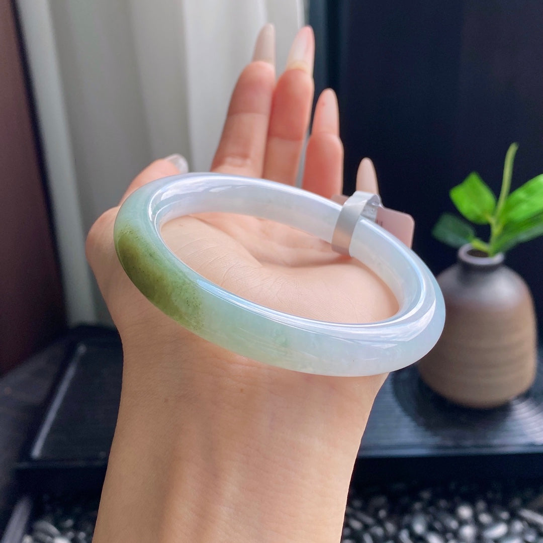 A Touch of Olive-Green Jadeite Bangle