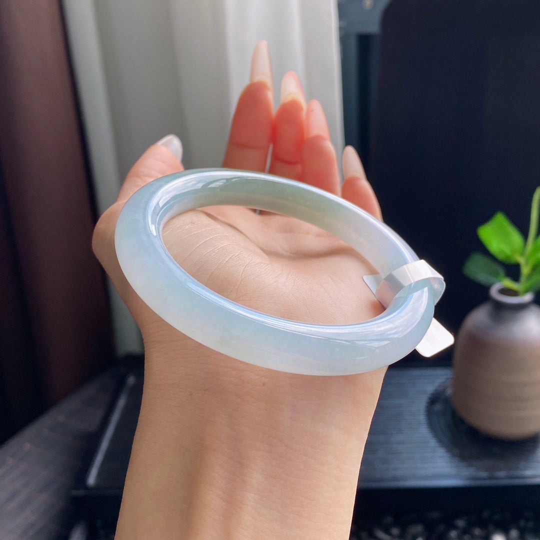 A Touch of Olive-Green Jadeite Bangle