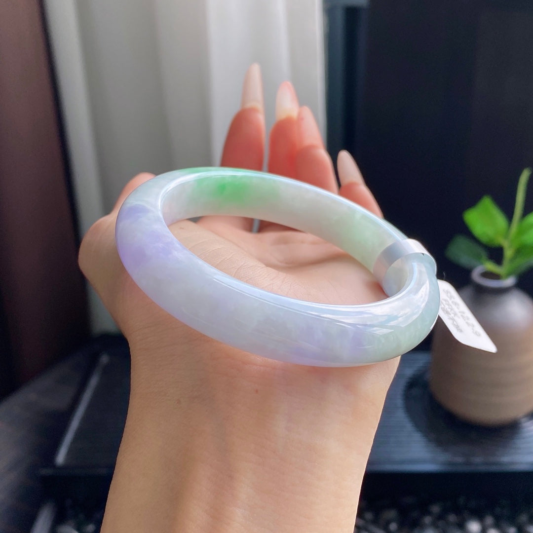 Dreamy Spring Color Jadeite Bangle