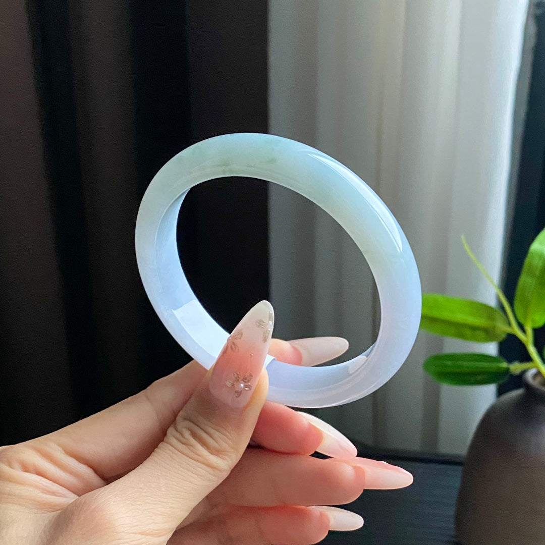 Jadeite Bangle with Drifting Green and Excellent Translucency