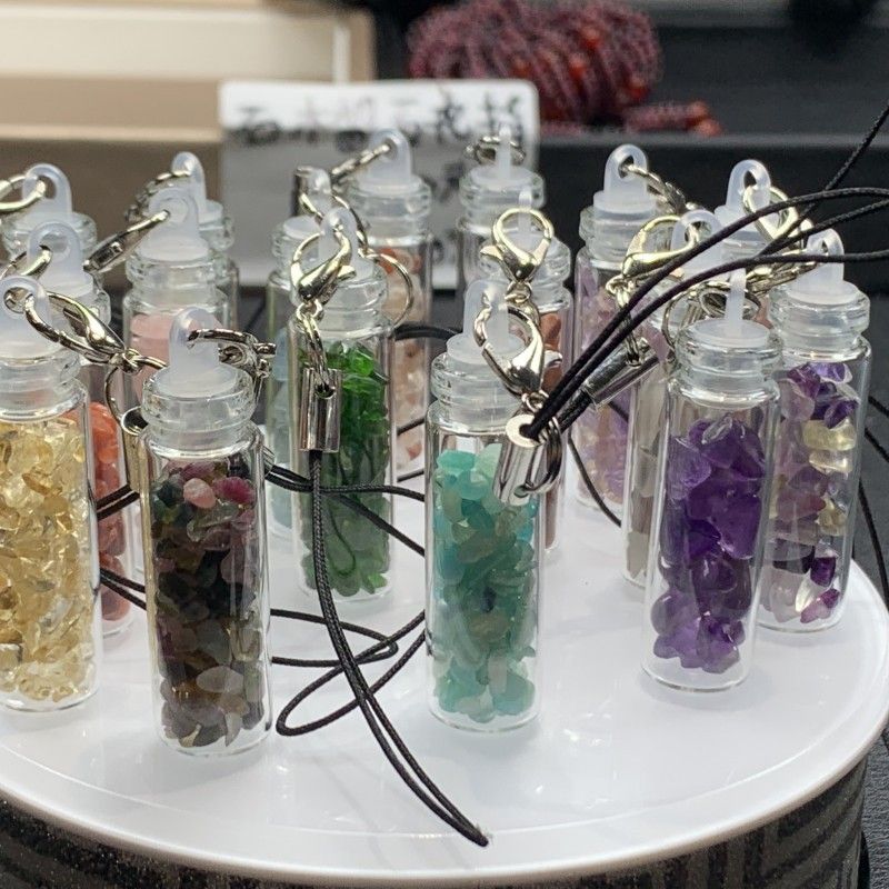 Natural Crystal & Tourmaline Wishing Bottle Pendant