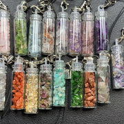 Natural Crystal & Tourmaline Wishing Bottle Pendant