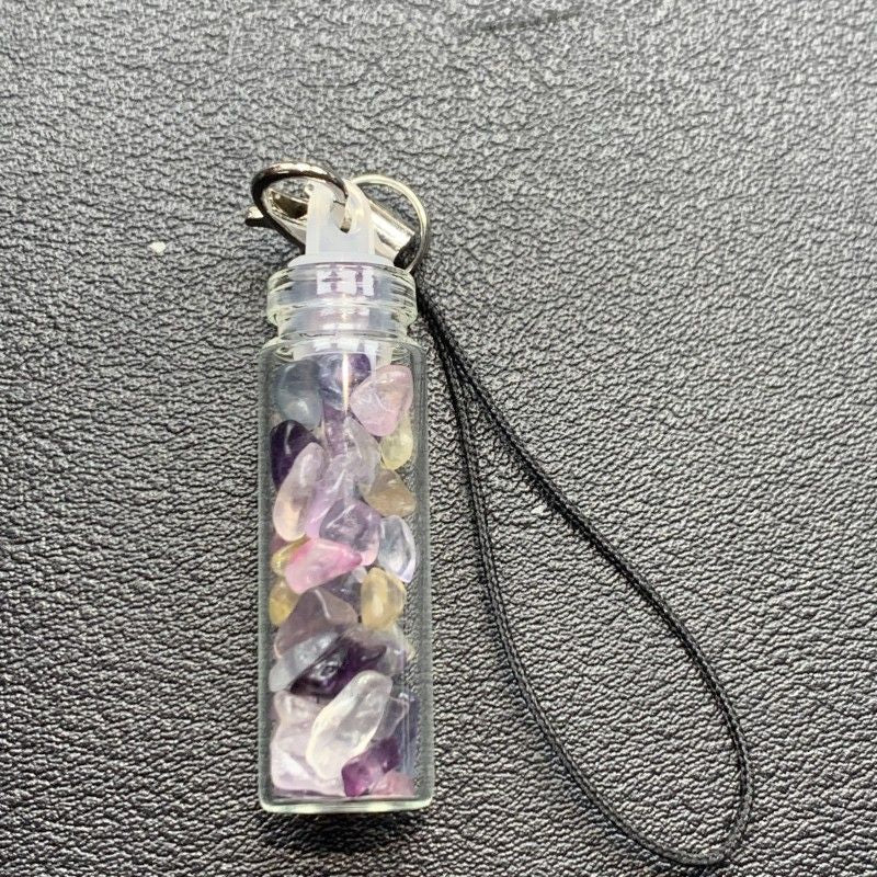Natural Crystal & Tourmaline Wishing Bottle Pendant