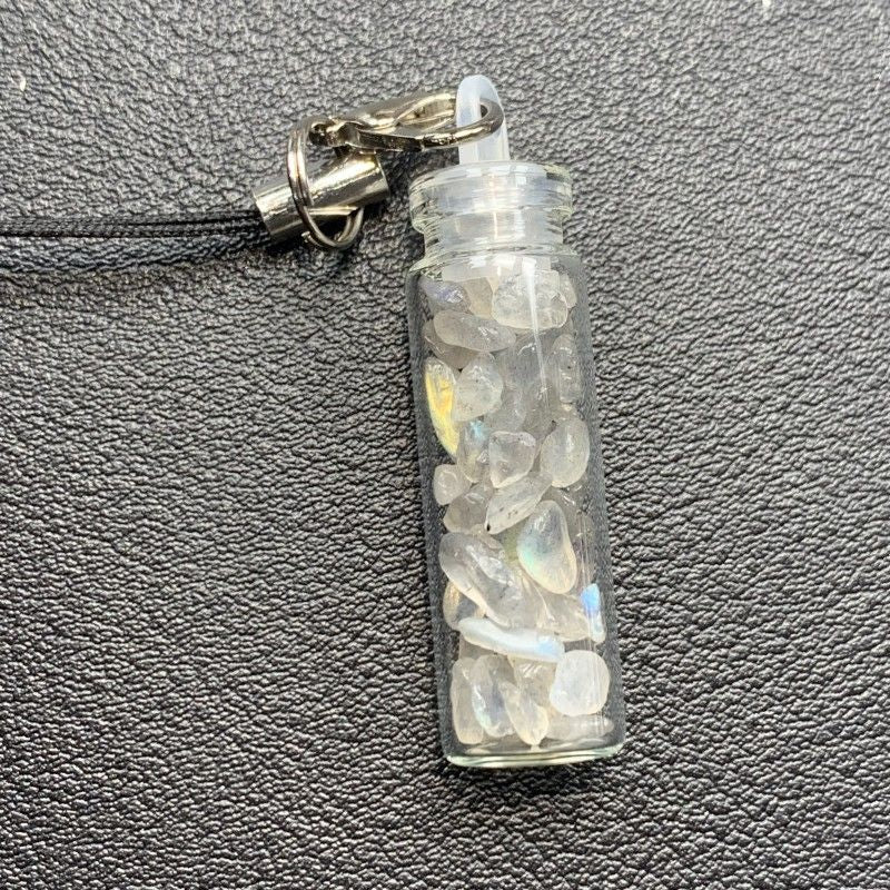 Natural Crystal & Tourmaline Wishing Bottle Pendant
