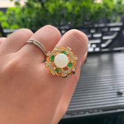 Hetian Jade Inlaid White Jade Exquisite Ring