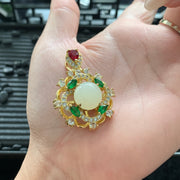 Exquisite Hetian White Jade Inlaid Earrings