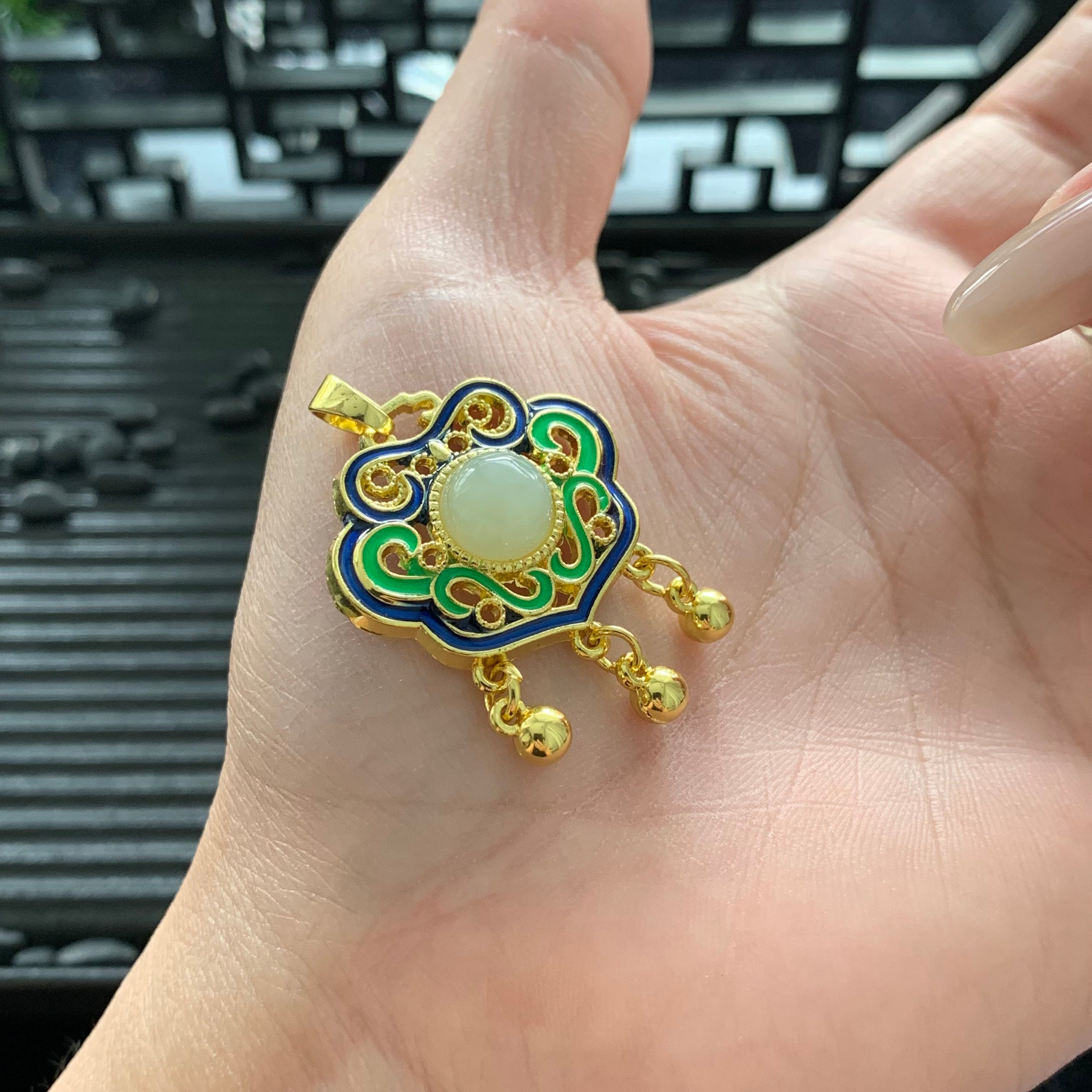 Hetian Jade Inlaid White Jade Pendant