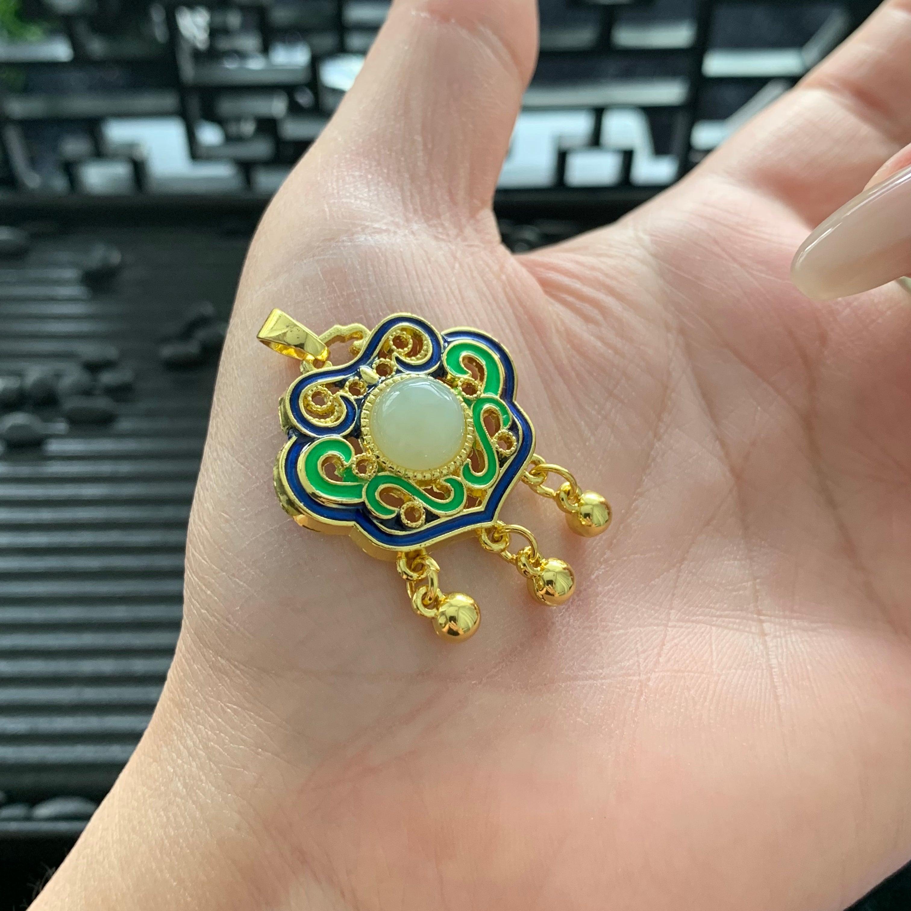 Hetian Jade Inlaid White Jade Pendant