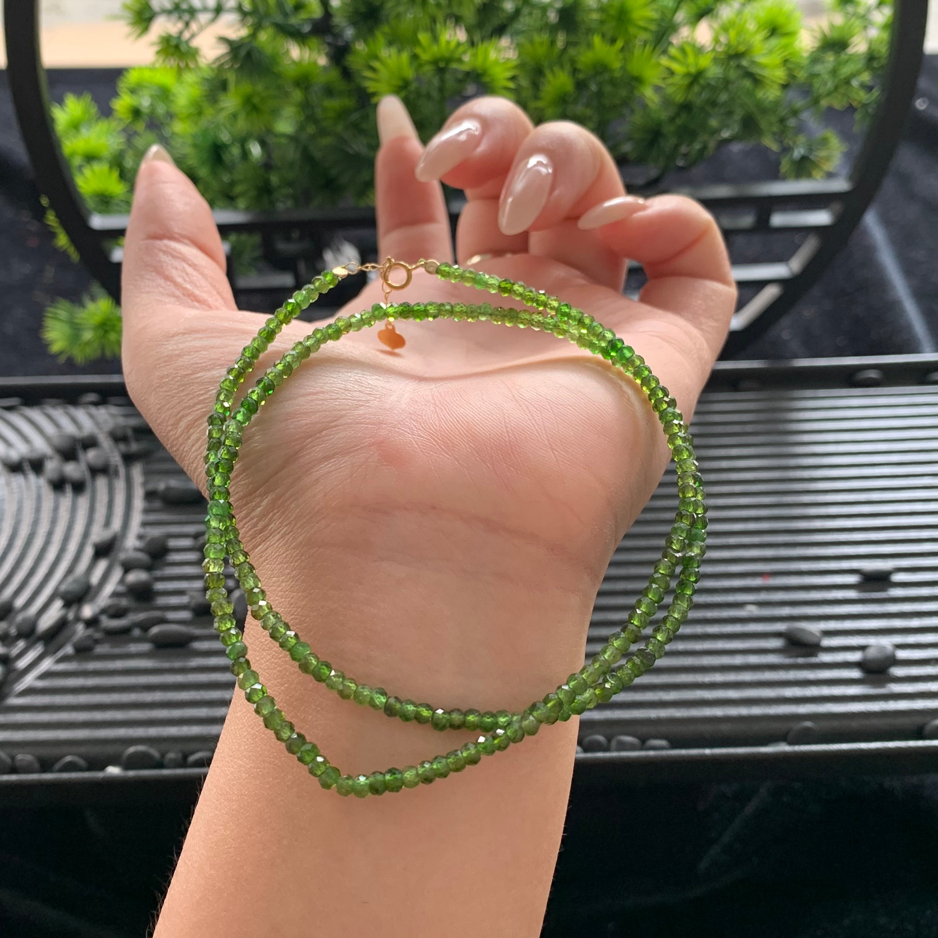 18K Gold Diopside Necklace
